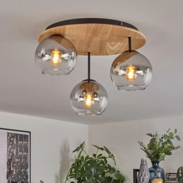hofstein Koyoto Plafonnier, Boule lumineuse 40 cm Écru, Noir, 3 lumières* Lampes Modernes