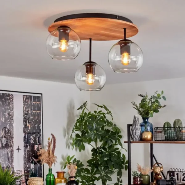 hofstein Koyoto Plafonnier, Boule lumineuse 40 cm Écru, Noir, 3 lumières* Lampes Modernes