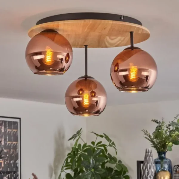hofstein Koyoto Plafonnier, Boule lumineuse 40 cm Écru, Noir, 3 lumières* Lampes Modernes