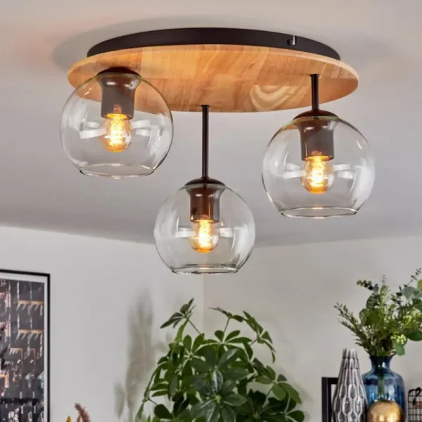 hofstein Koyoto Plafonnier, Boule lumineuse 40 cm Écru, Noir, 3 lumières* Lampes Modernes