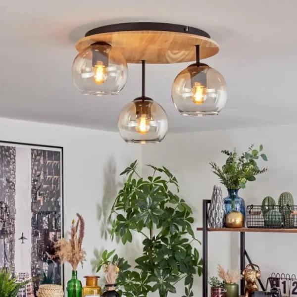hofstein Koyoto Plafonnier, Boule lumineuse Écru, Noir, 3 lumières* Lampes Modernes