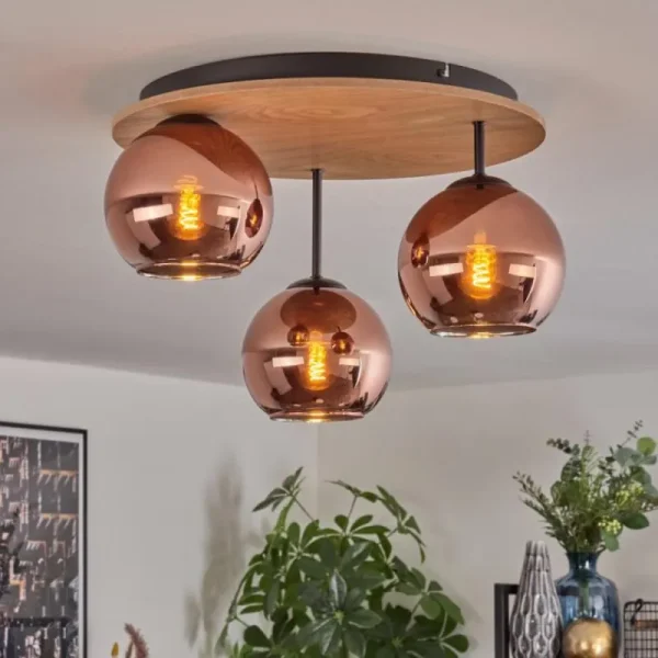 hofstein Koyoto Plafonnier, Boule lumineuse Écru, Noir, 3 lumières* Lampes Modernes