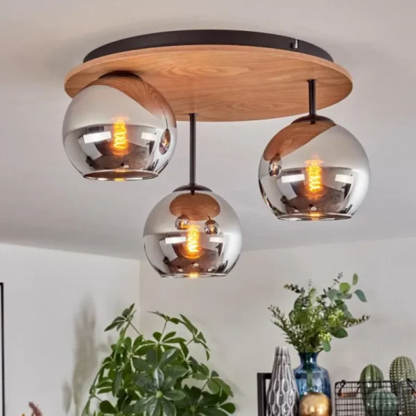 hofstein Koyoto Plafonnier, Boule lumineuse Écru, Noir, 3 lumières* Lampes Modernes