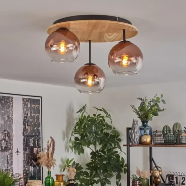 hofstein Koyoto Plafonnier, Boule lumineuse 40 cm Écru, Noir, 3 lumières* Lampes Modernes