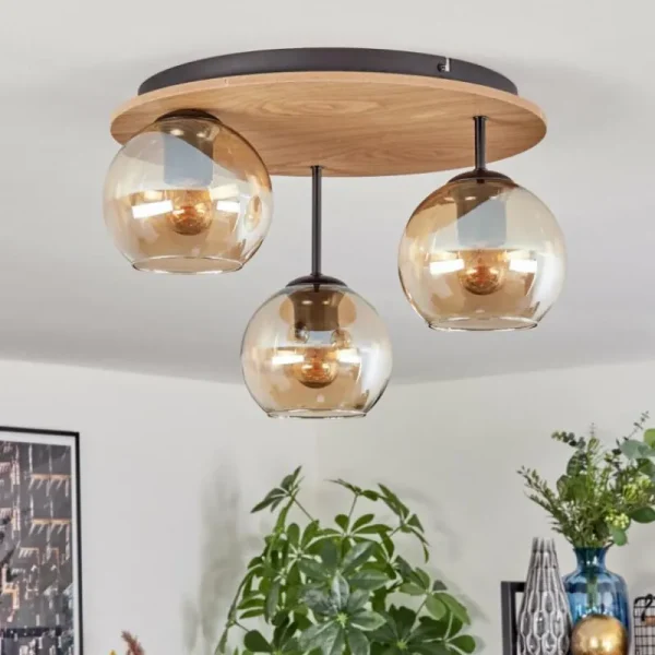 hofstein Koyoto Plafonnier, Boule lumineuse Écru, Noir, 3 lumières* Lampes Modernes