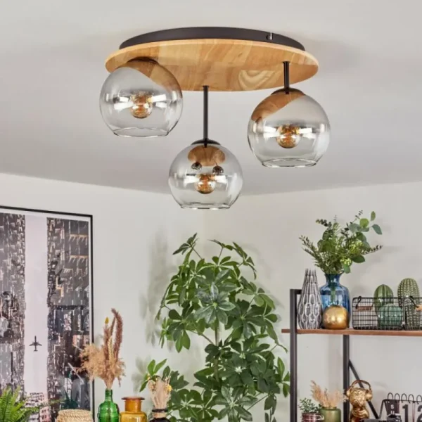 hofstein Koyoto Plafonnier, Boule lumineuse 40 cm Écru, Noir, 3 lumières* Lampes Modernes