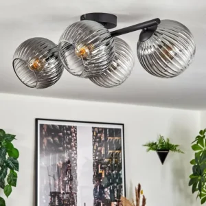 hofstein Koyoto Plafonnier, Boule lumineuse Clair, Fumé, 4 lumières* Lampes Modernes
