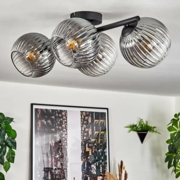 hofstein Koyoto Plafonnier, Boule lumineuse Clair, Fumé, 4 lumières* Lampes Modernes