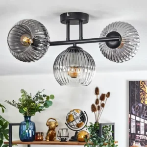 hofstein Koyoto Plafonnier, Boule lumineuse Clair, Fumé, 3 lumières* Lampes Modernes