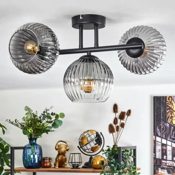 hofstein Koyoto Plafonnier, Boule lumineuse Clair, Fumé, 3 lumières* Lampes Modernes