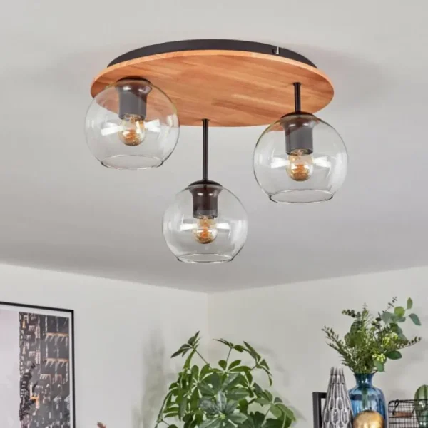 hofstein Koyoto Plafonnier, Boule lumineuse 40 cm Écru, Noir, 3 lumières* Lampes Modernes