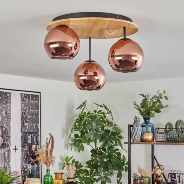 hofstein Koyoto Plafonnier, Boule lumineuse 40 cm Écru, Noir, 3 lumières* Lampes Modernes
