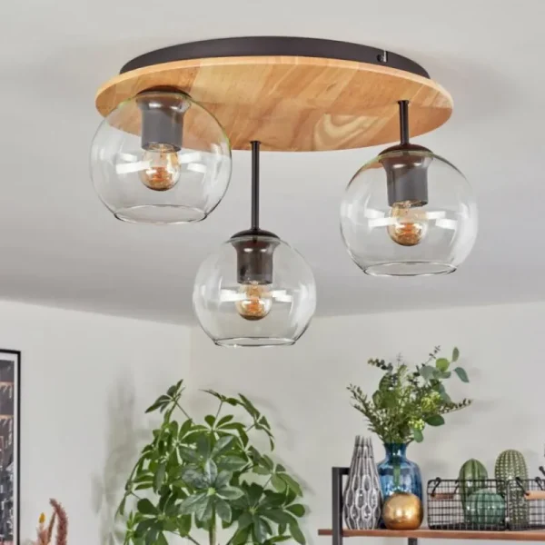 hofstein Koyoto Plafonnier, Boule lumineuse 40 cm Écru, Noir, 3 lumières* Lampes Modernes
