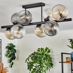 hofstein Koyoto Plafonnier, Boule lumineuse Ambre, Clair, Fumé, 8 lumières* Lampes Modernes