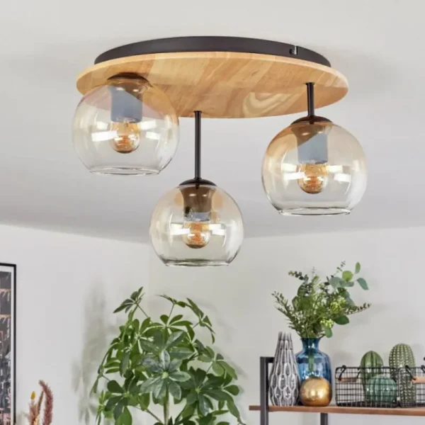 hofstein Koyoto Plafonnier, Boule lumineuse Écru, Noir, 3 lumières* Lampes Modernes