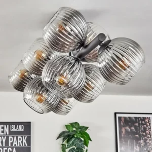 hofstein Koyoto Plafonnier, Boule lumineuse Clair, Fumé, 10 lumières* Lampes Modernes