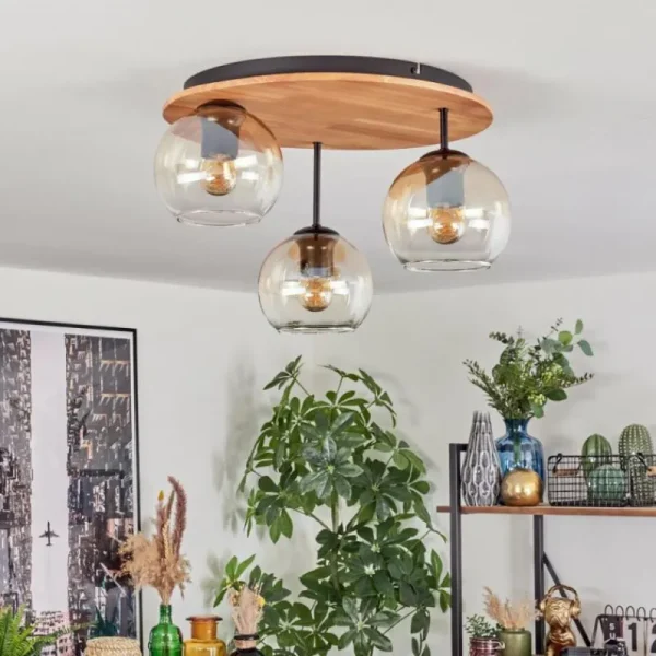 hofstein Koyoto Plafonnier, Boule lumineuse Écru, Noir, 3 lumières* Lampes Modernes