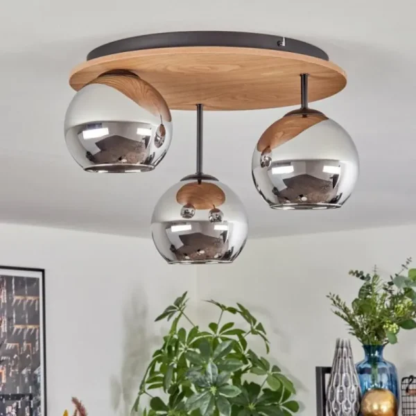 hofstein Koyoto Plafonnier, Boule lumineuse Écru, Noir, 3 lumières* Lampes Modernes