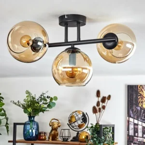 hofstein Koyoto Plafonnier, Boule lumineuse Ambre, 3 lumières* Lampes En Verre