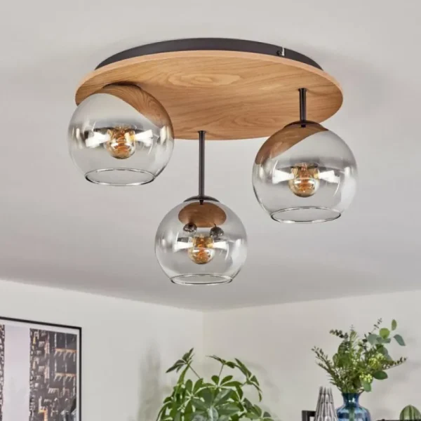 hofstein Koyoto Plafonnier, Boule lumineuse Écru, Noir, 3 lumières* Lampes Modernes