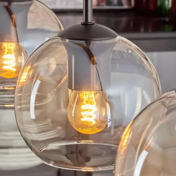 hofstein Koyoto Suspension Ambre, Clair, 4 lumières* Lampes En Verre