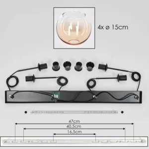 hofstein Koyoto Suspension Ambre, Clair, 4 lumières* Lampes En Verre