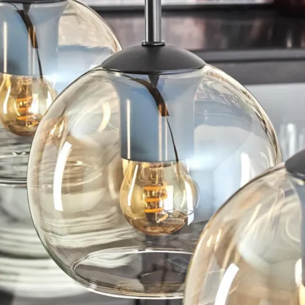 hofstein Koyoto Suspension Ambre, Clair, 4 lumières* Lampes En Verre