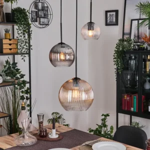 hofstein Koyoto Suspension, Boule lumineuse, Suspension Noir, 3 lumières* Lampes Modernes