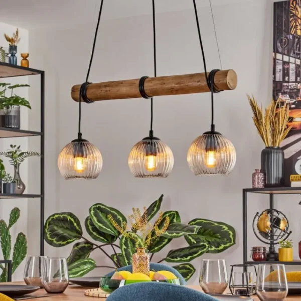 hofstein Koyoto Suspension, Boule lumineuse, Suspension Écru, Noir, 3 lumières* Lampes Modernes