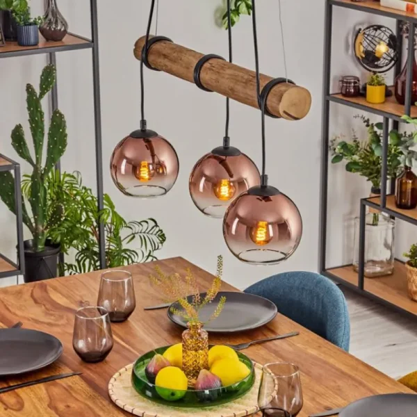 hofstein Koyoto Suspension, Boule lumineuse, Suspension Écru, Noir, 3 lumières* Lampes Modernes