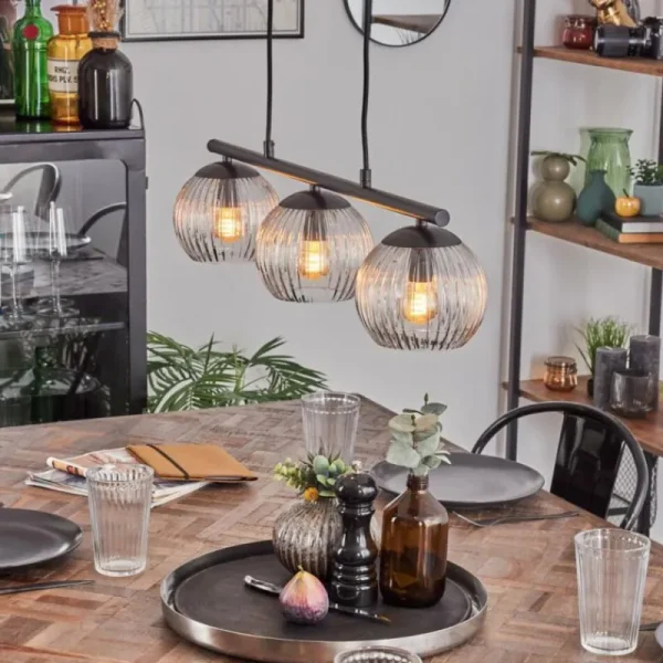 hofstein Koyoto Suspension, Boule lumineuse, Suspension Clair, 3 lumières* Lampes Modernes