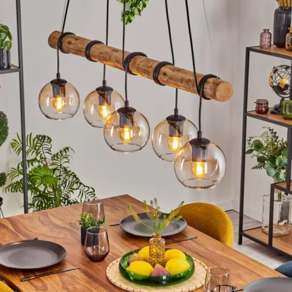 hofstein Koyoto Suspension, Boule lumineuse, Suspension Écru, Noir, 5 lumières* Lampes Modernes