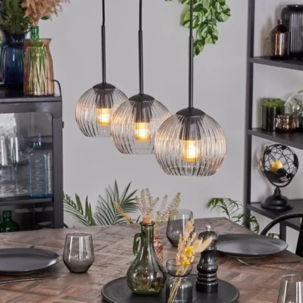 hofstein Koyoto Suspension, Boule lumineuse, Suspension Clair, 3 lumières* Lampes Modernes