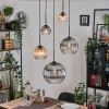 hofstein Koyoto Suspension, Boule lumineuse, Suspension grappe Ambre, Clair, Fumé, 5 lumières* Lampes Modernes