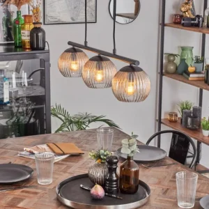 hofstein Koyoto Suspension, Boule lumineuse, Suspension Ambre, Clair, 3 lumières* Lampes Modernes