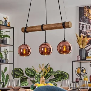 hofstein Koyoto Suspension, Boule lumineuse, Suspension Écru, Noir, 3 lumières* Lampes Modernes