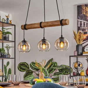 hofstein Koyoto Suspension, Boule lumineuse, Suspension Écru, Noir, 3 lumières* Lampes Modernes