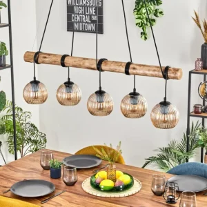 hofstein Koyoto Suspension, Boule lumineuse, Suspension Écru, Noir, 5 lumières* Lampes Modernes