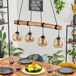 hofstein Koyoto Suspension, Boule lumineuse, Suspension Écru, Noir, 4 lumières* Lampes Modernes