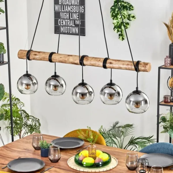 hofstein Koyoto Suspension, Boule lumineuse, Suspension Écru, Noir, 5 lumières* Lampes Modernes