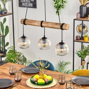 hofstein Koyoto Suspension, Boule lumineuse, Suspension Écru, Noir, 3 lumières* Lampes Modernes