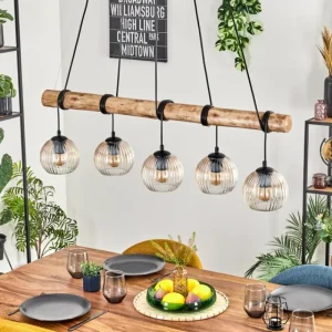 hofstein Koyoto Suspension, Boule lumineuse, Suspension Écru, Noir, 5 lumières* Lampes Modernes
