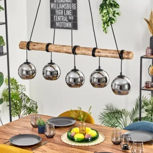 hofstein Koyoto Suspension, Boule lumineuse, Suspension Écru, Noir, 5 lumières* Lampes Modernes