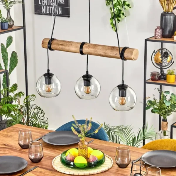 hofstein Koyoto Suspension, Boule lumineuse, Suspension Écru, Noir, 3 lumières* Lampes Modernes