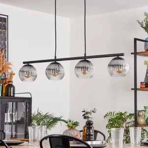 hofstein Koyoto Suspension, Boule lumineuse, Suspension Clair, Fumé, 4 lumières* Lampes Modernes