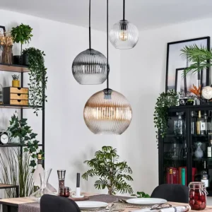 hofstein Koyoto Suspension, Boule lumineuse, Suspension 30 cm Noir, 3 lumières* Lampes Modernes