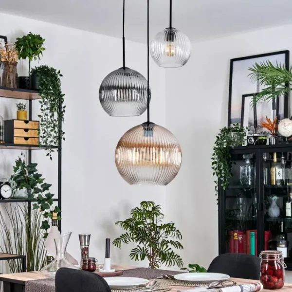 hofstein Koyoto Suspension, Boule lumineuse, Suspension 30 cm Noir, 3 lumières* Lampes Modernes