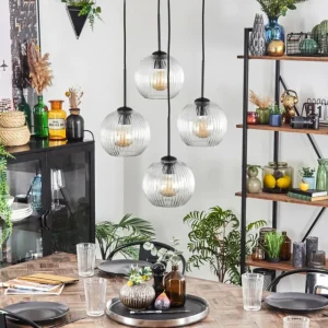 hofstein Koyoto Suspension, Boule lumineuse 35 cm Clair, 4 lumières* Lampes Modernes