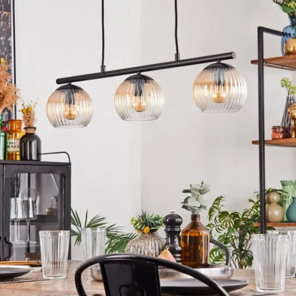 hofstein Koyoto Suspension, Boule lumineuse, Suspension Ambre, Clair, 3 lumières* Lampes Modernes