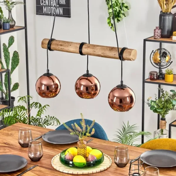 hofstein Koyoto Suspension, Boule lumineuse, Suspension Écru, Noir, 3 lumières* Lampes Modernes